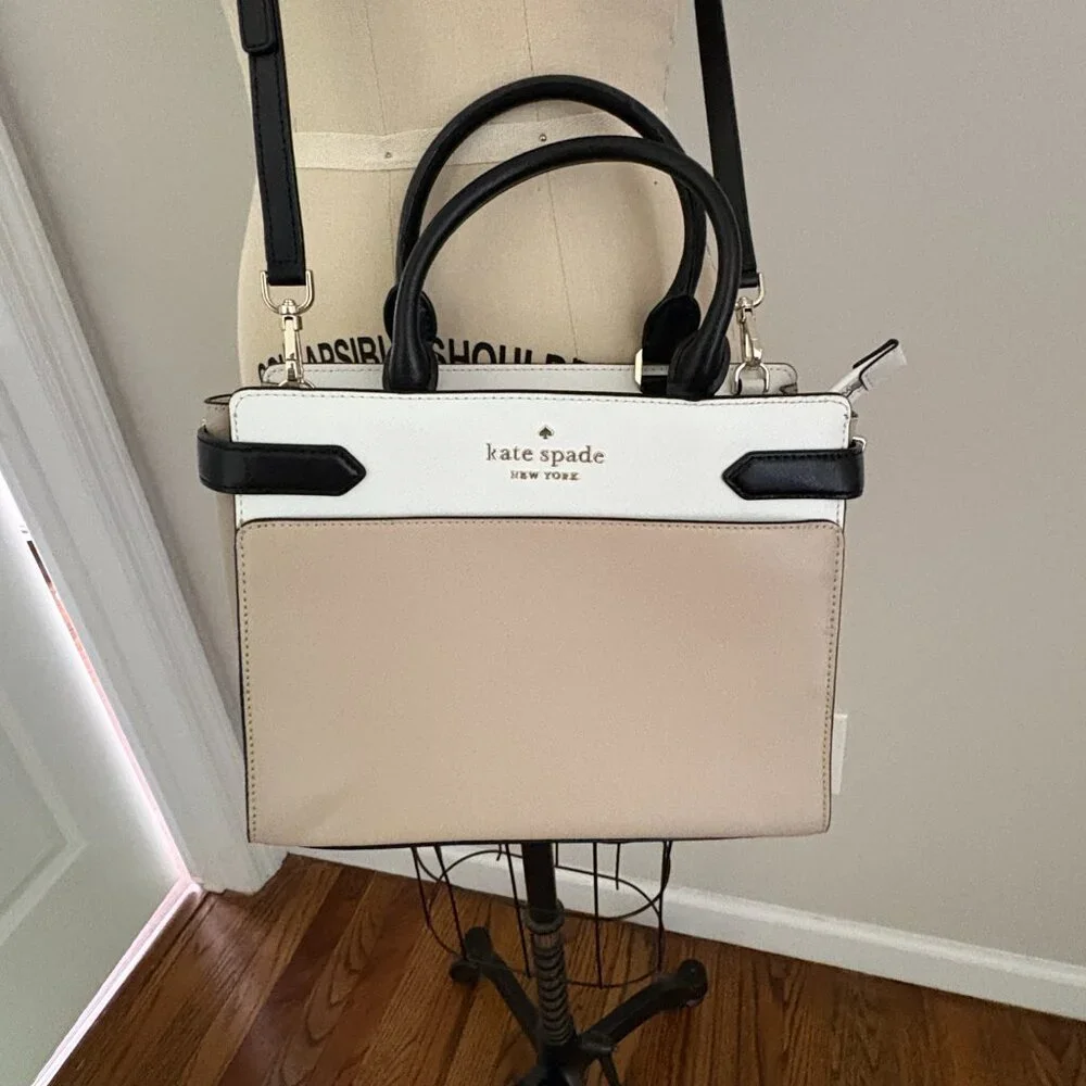 Kate Spade New York Staci Medium Saffiano Leather Satchel/Crossbody Purse Wallet